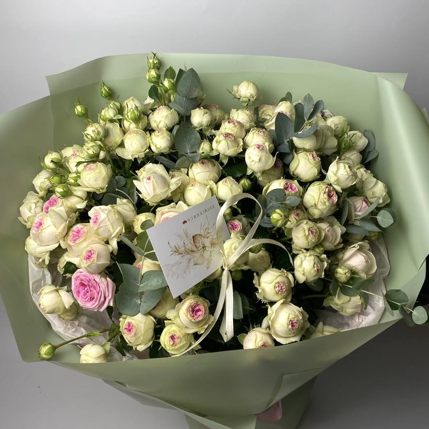 Букет троянд Джелатто 15 шт, Евкаліпт image