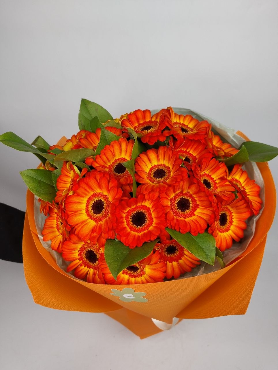 Букет гербер помаранчевих 15 шт, скімія image