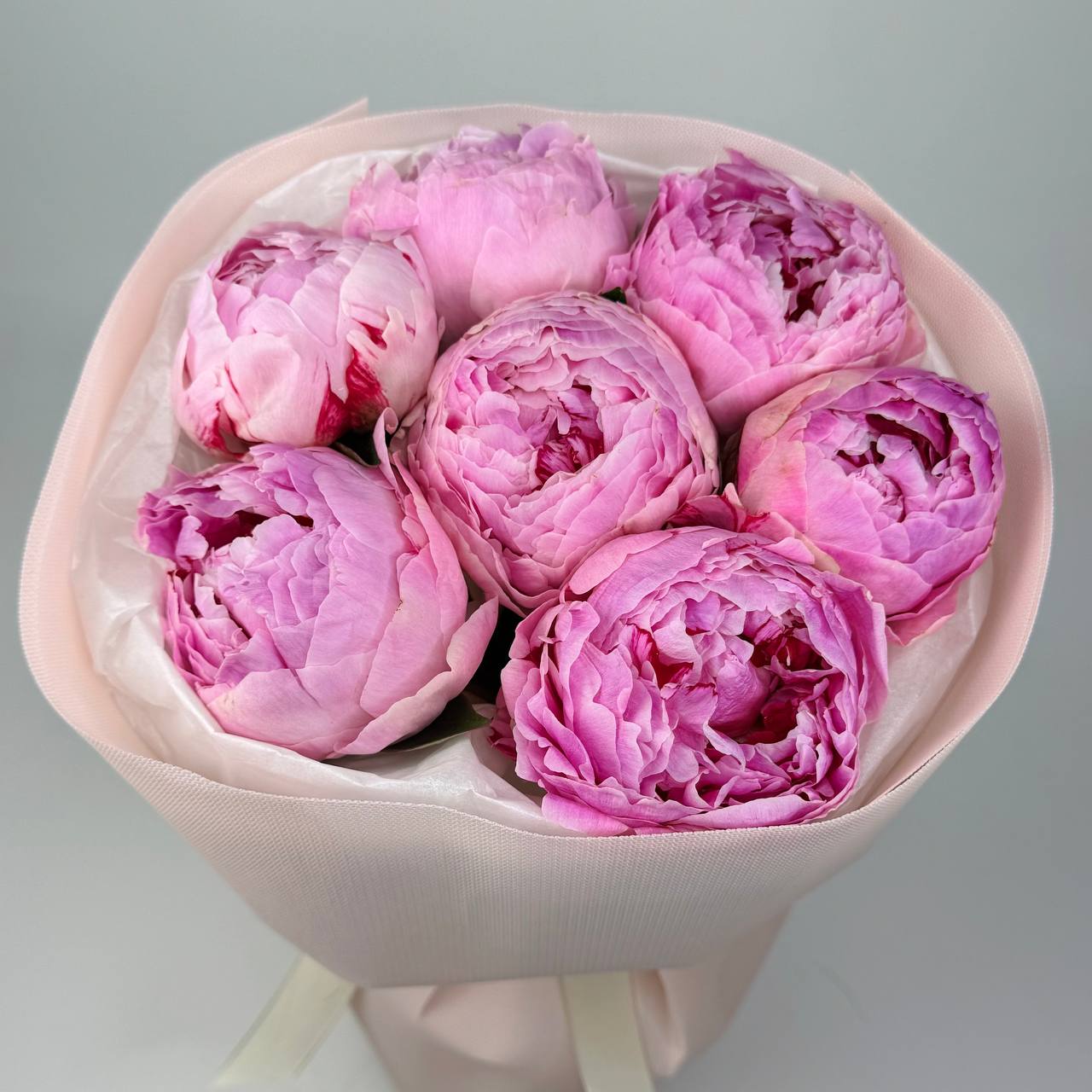 Букет рожевих півонії 7шт image