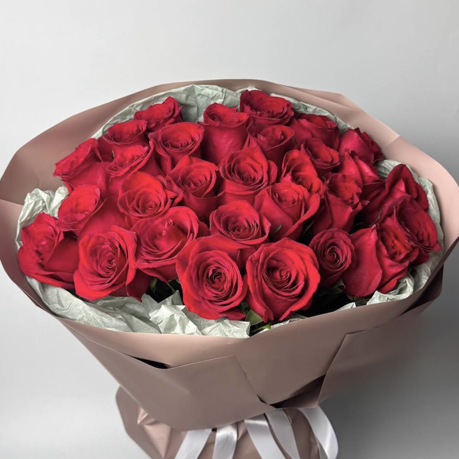 Букет троянд Фрідом 25 шт: Імпортна троянда (Червоний) - 25.