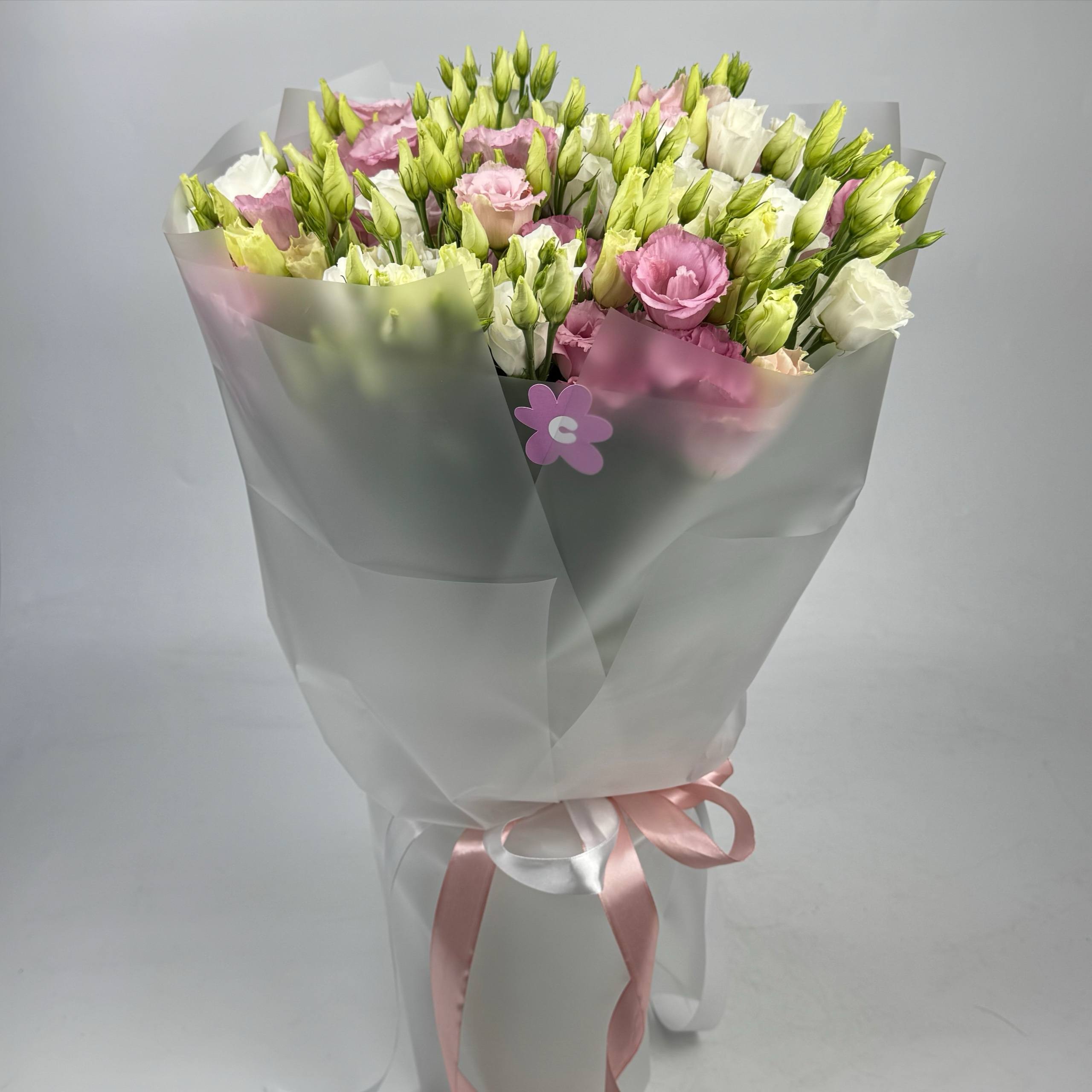 Букет біло-рожевих еустом 19шт: Еустома (Мікс) - 19.