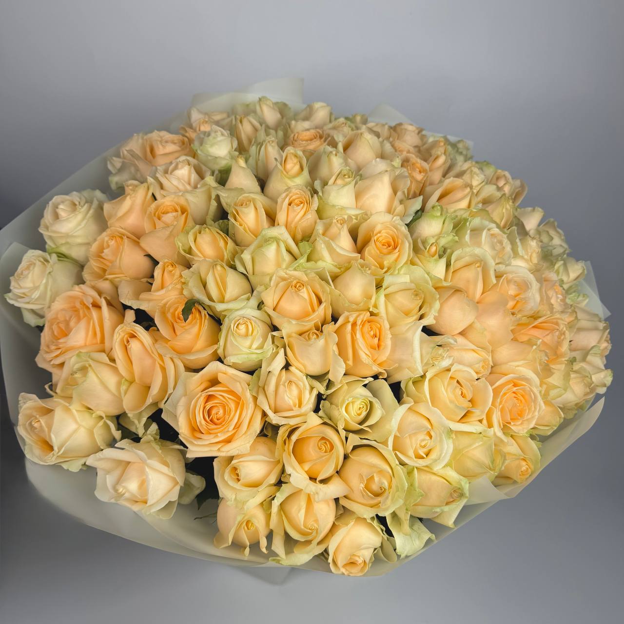 Букет троянд Піч Аваланч 101 шт 70см: Троянди (Білий) - 101.