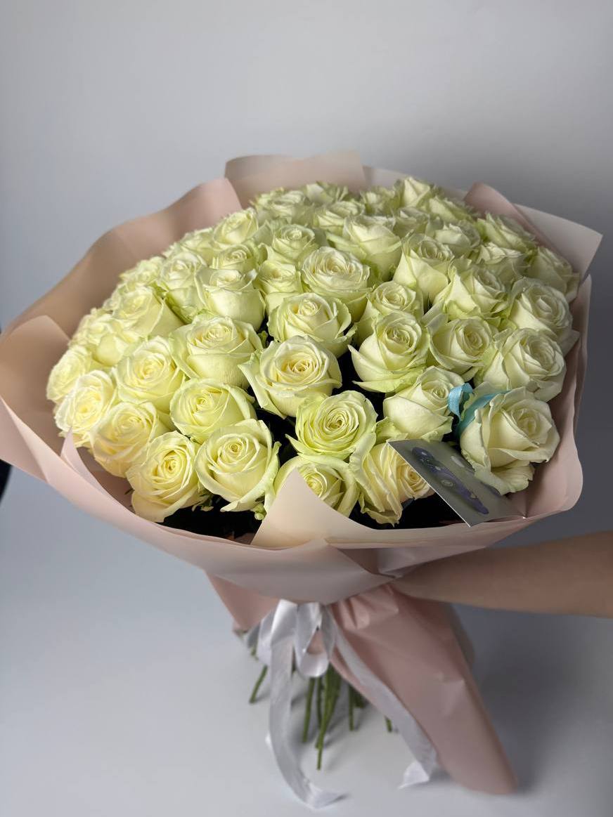 Букет троянд Аваланч 51 шт 70см: Троянди (Білий) - 51.