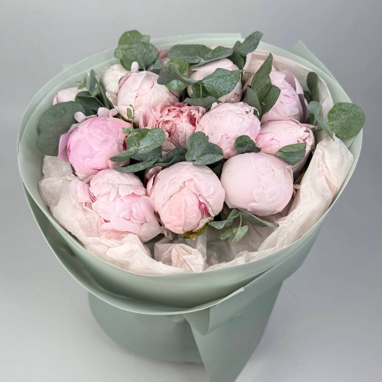 Букет півоній рожевих 15 шт, Зелень image