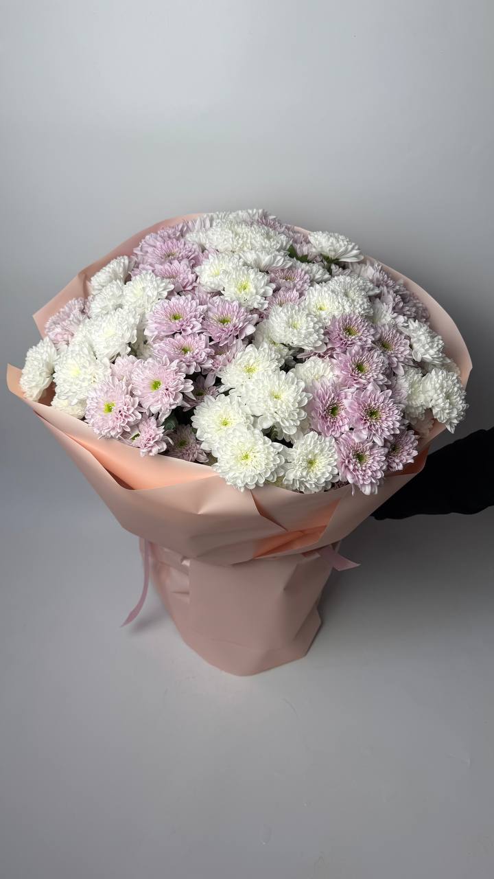 Букет мікс хризантем білих та рожевих 25 шт image